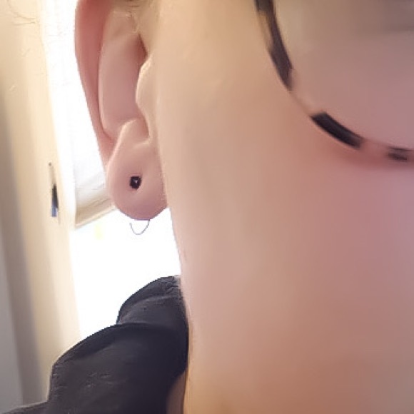 Black Spinel Hug Huggie Half Hoop Earrings 925 Sterling Silver - Picture 2 of 9